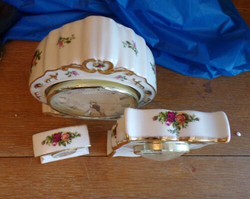 5~Royal Albert Old Country Roses China 22K Gold Trim Quartz Mantle Clocks~AS IS - Picture 10 of 24
