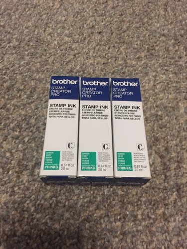 3 Brother Stamp Creator Pro Green Stamp Ink Refill .67 fl oz 20 CC LB0862001 NEW - Picture 1 of 7