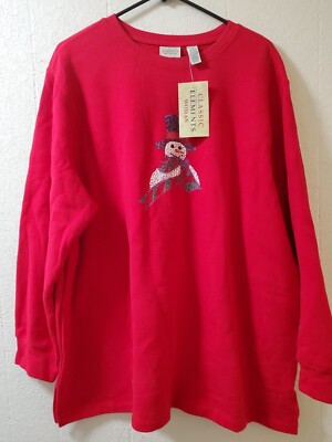 Vintage Classic Elements Christmas Sweater   Snowman with beads Size  20/22W