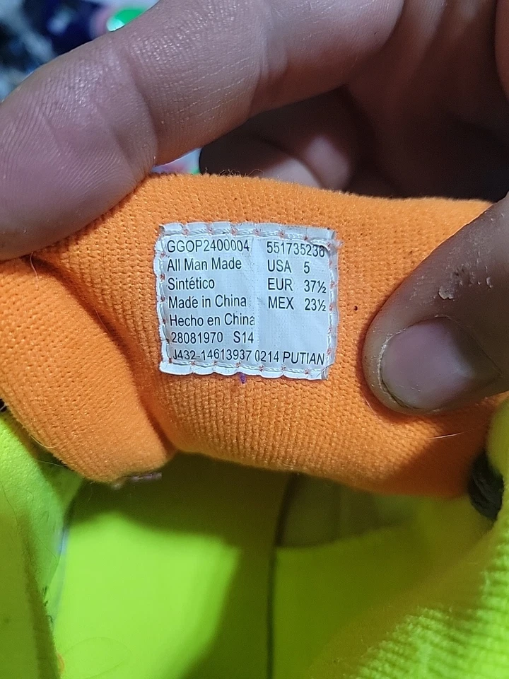 Кроссовки спортивные OP Ocean Pacific неоновые желтые сине-розовые высокий верх размер 5 Bin14 - Изображение 4 из 4