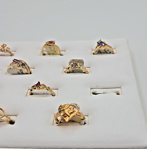 Nice Lot/12 Jewelry Store Sample Gemstone Rings Brass Gold Plated Sizes 5-8 - Picture 8 of 18