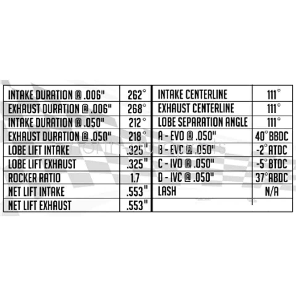 For GM LS Truck Stage 2 Low Lift Cam 212/218 .553"/.553" 4.8/5.3/6.0L W/Lifters - Imagem 2 de 4
