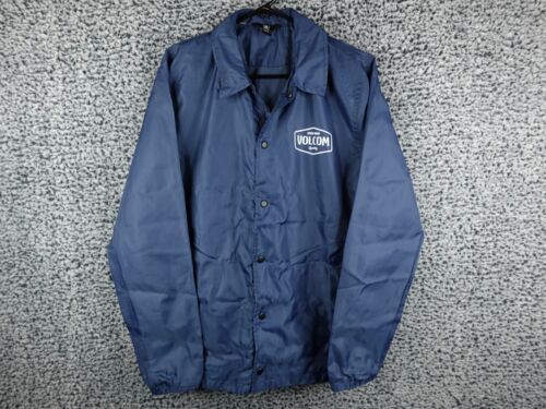Volcom Jacket Mens M Blue Bomber Skater Windbreaker Snap Up