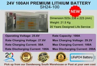 Beyond Outdoor SH24-100 24V 100AH Lithium Battery LIFEPO4 Deep Cycle Battery