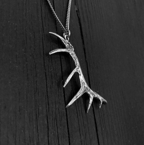 Elk Antler Necklace Solid Sterling Silver Elk Antler Pendant 092 - Bild 4 von 6