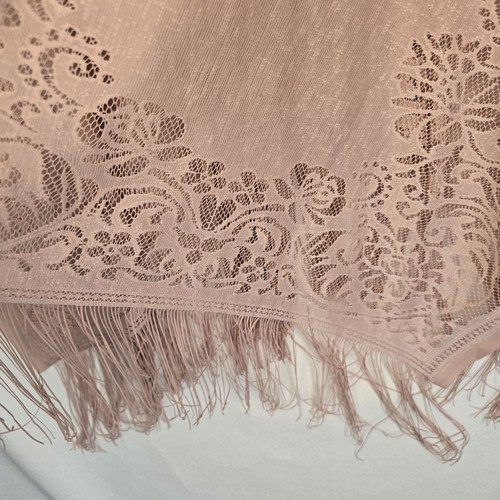 ANTHROPOLOGIE Shawl Wrap Coverup Pink Rose Lace Kimono Boho Cowgirl Fairy OS - Picture 4 of 9