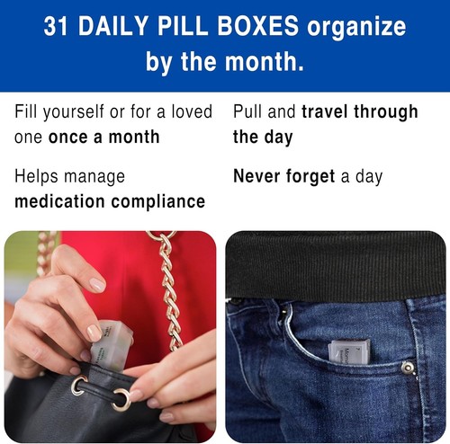 Daily Pill Cases for Vitamins - 31 Day Pill Box Organizer - Picture 6 of 9
