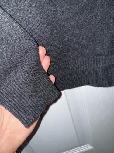 Hermes Cardigan Sweater Large Black Wool Button Up Red H - Picture 7 of 16