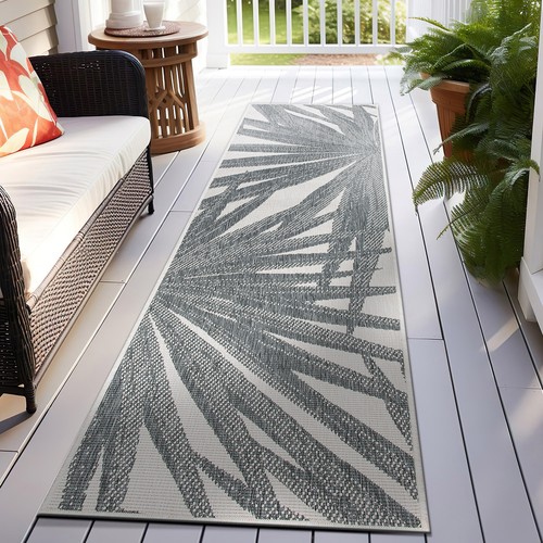 Rugshop Patio Rugs Tropical Leaves Nature Inspired Reversible Indoor/Outdoor Rug - Picture 9 of 10