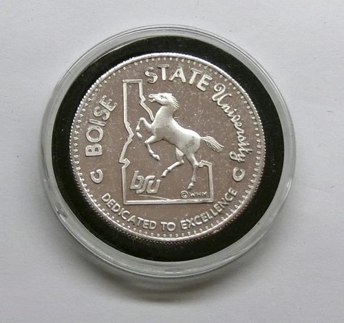 1984-85 BSU Boise State  "Bronco Blue Thunder"  1 Oz .999 Silver Proof Round