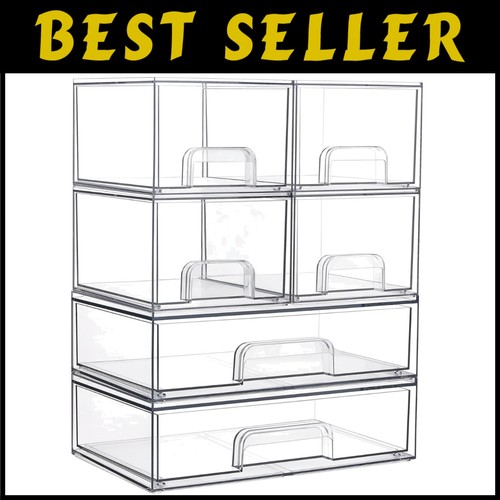 Contenedores organizadores de suministros de baño, juego de 6 cajones apilables - Imagen 1 de 8