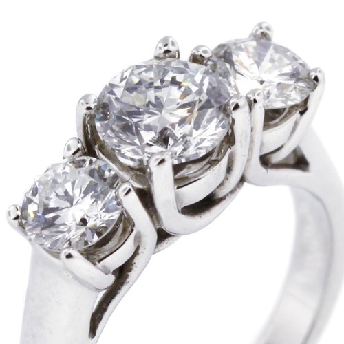 3 1/2ct D VVS2 Round Natural Certified Diamonds 18k Classic Three Stone Ring - Picture 8 of 16