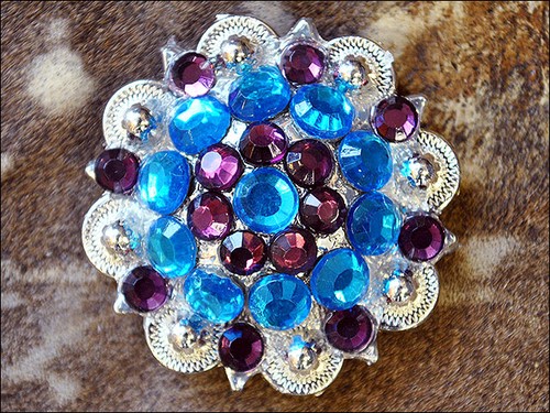 HILASON Set of 8 Western Screw Back Concho Capri Amethyst Crystal 1-1/4In - Picture 2 of 7