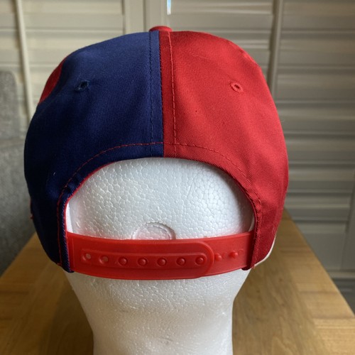 Vintage Budweiser Bud King of Beers Trucker rot & marineblau Druckknopflasche Mütze 1994 LESEN - Bild 7 von 13