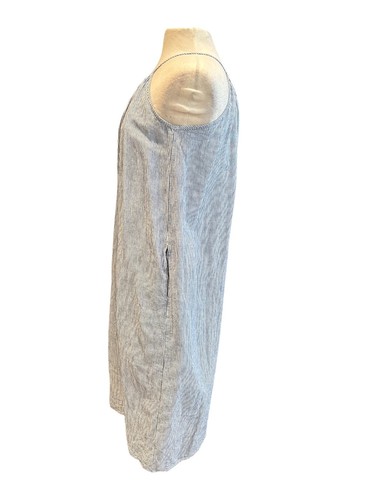 Oliveaceous Blue & White Striped Halter Neck Linen Dress Womens M Sleeveless Cas - Picture 2 of 9