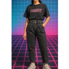 Vintage 80's Gitano Jeans Black Denim High Rise Tapered Fit Size 5/6 JR Rare 