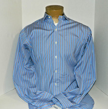 POLO RALPH LAUREN MEN'S ESTATE CLASSIC FIT BUTTON FRONT SIZE 16/L COTTON BLUE