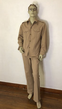 Vintage 70s Disco LEISURE SUIT BEIGE 2 PC Men's  pants-33 x 33 jacket-40 