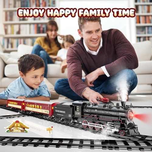 Hot Bee Train Set for Boys, Alloy Remote Control Train Sets with Steam Locomotiv - Picture 3 of 8