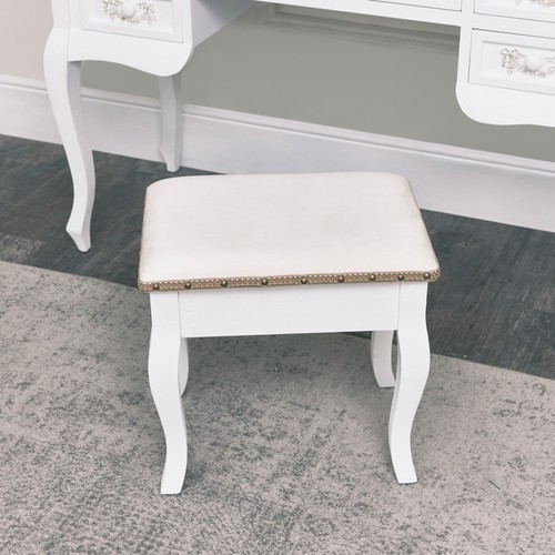 Antique White Wooden Dressing Table Set Mirror Stool Shabby French Chic Bedroom - Picture 5 of 9