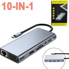 10in1 USB C Hub 4K HDMI Docking Station VGA SD TF Adapter Eth LAN RJ45