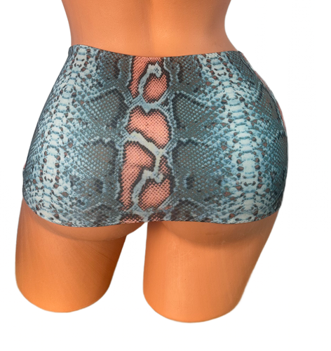 Blue python Print Micro Mini Skirt Sexy Swimsuit Cover Up Club, Festival, beach - Picture 2 of 2