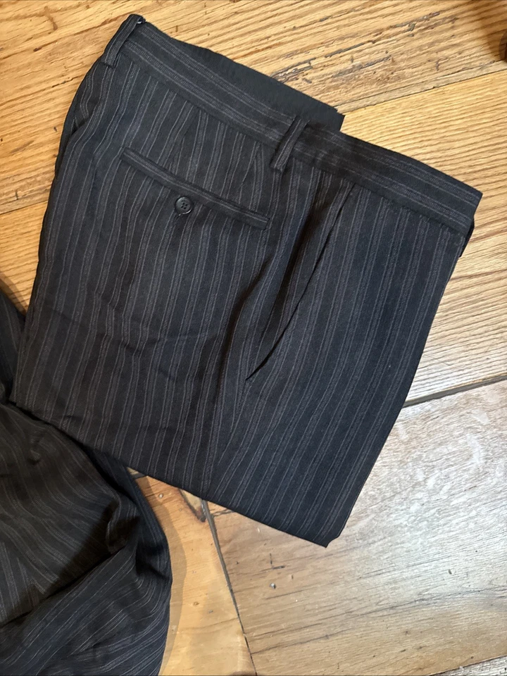 Versace Collection Striped Mens DARK GRAY STRIPE Wool SUIT Eur 50 - Image 4 of 4