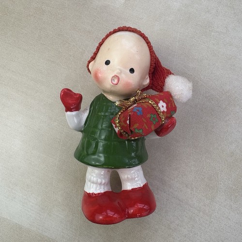 Vintage 50’s Napcoware 9754 Christmas Caroler Boy Girl Fabric Present Gift 3” - Bild 2 von 10