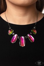  Paparazzi  COSMIC COCKTAIL  Multi Oil Spill  UV Shimmer  Necklace