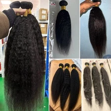 Indian Kinky Straight Yaki Virgin Human Hair 1 Bundle 100% Human Hair Extensions