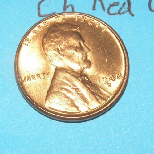 1948 D      LINCOLN WHEAT CENT   CHOICE BRILLIANT RED UNCIRCULATED  #2