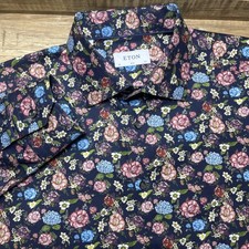 Eton Slim Fit Long Sleeve Button Down Dress Shirt 42 Mens 16.5 All Floral Print