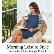 Women Nightshirt Short Sleeve Sleep Pajama Top Dress Shirt Nightgown Robes New