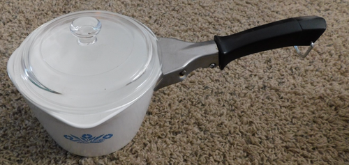 25-787 3 Piece Cornflower Blue Corningware Sauce Maker Loaf Pan Casserole & Lids - Picture 5 of 7