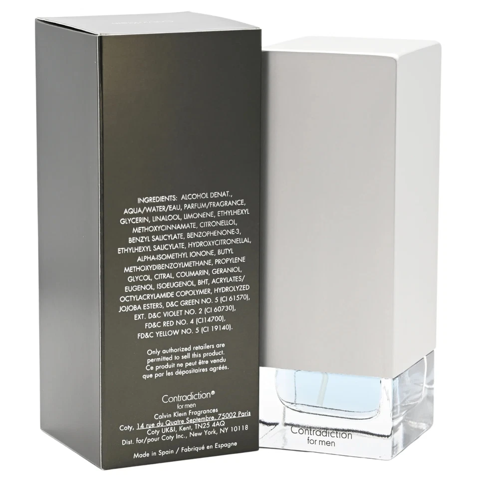 CONTRADICTION por Calvin Klein Colonia 3.4 OZ EDT HOMBRES Nuevo en Caja Foto 4 de 4