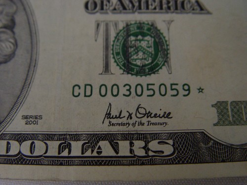 10 Dollar Star Note 2001 Low Serial Number 4 Zero's - Picture 2 of 3