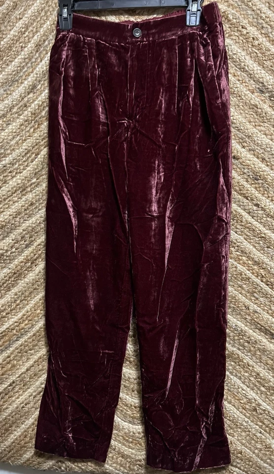 Madewell Women's Maroon Velvet Tapered Pleat PullOn Pants,SZ S,Great Condition