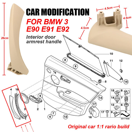 For BMW E90 for BMW 3-Series Car Inner Door Handle Panel Sedan Pull Trim Cover - Picture 2 of 27