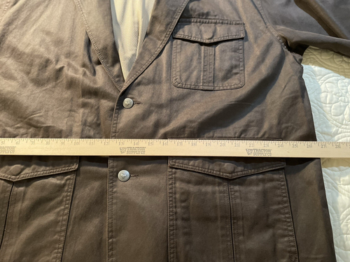 Mens Chore Coat Blazer 2XL Brown Leather Collar Madison Creek Cotton Barn Style - Picture 10 of 24
