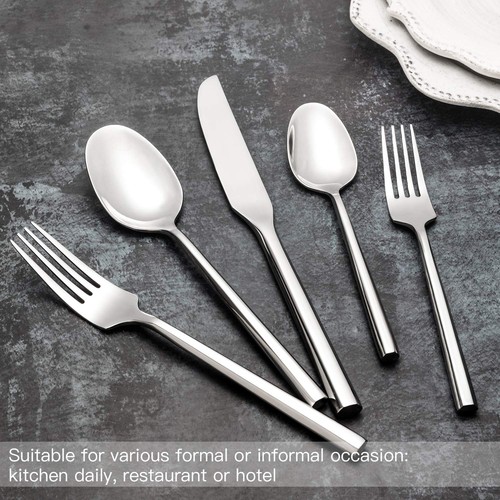 Silverware Set Flatware Set Stainless Steel Heavy Cutlery Set Hexagon Handle ... - Bild 4 von 6