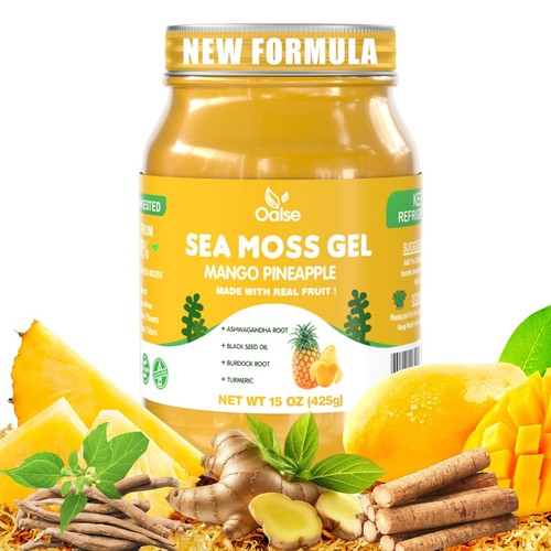 Wildcrafted Irish Sea Moss Gel - Natural Seamoss Gel with Ashwagandha Root, B...