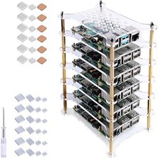 6-Layers Cluster Case Rack Case with Heatsinks Stackable Enclosure for Raspbe...