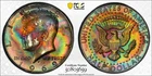 MS66 1969-D Kennedy Silver Half Dollar, PCGS Trueview- VIVID NEON Rainbow Toned