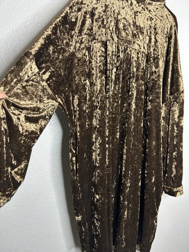 Abito tunica camicia Davi & Dani marrone velluto schiacciato bottoni festa vacanze 1XL - Foto 3 di 11