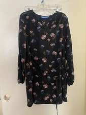 Simply Vera Vera Wang Womens Black Floral Mini Dress XL Bust 44” Purple Blue