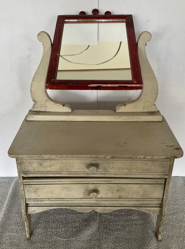 Tocador tocador muñeca 2 cajones con espejo inclinable 26” de alto vintage años 40’s Foto 2 de 4