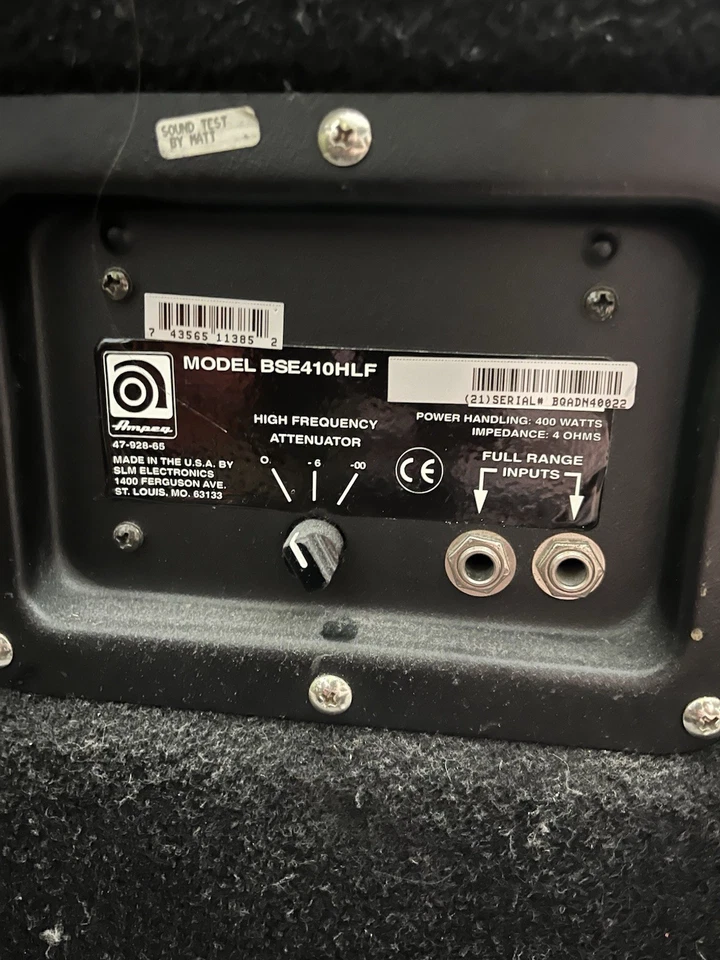 Ampeg 4 X 10 Bass Cabinet BSE410HLF 400 Watts 4 Ohms - Image 2 of 4