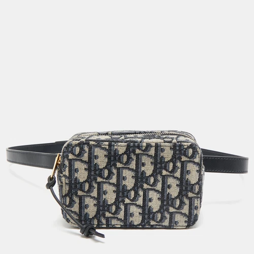 Sac pochette ceinture toile oblique bleu Dior