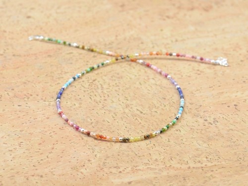 Collar gargantilla multi mezcla de piedras preciosas facetadas redondas 2-3 mm piedras preciosas con cuentas para mujer 18" - Imagen 6 de 12