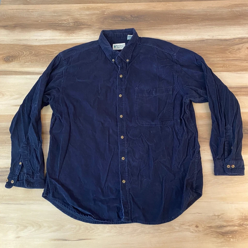 Northwest Territory Mens Navy Blue Corduroy Button Down Long Sleeve Shirt 2XL - Image 2 of 4